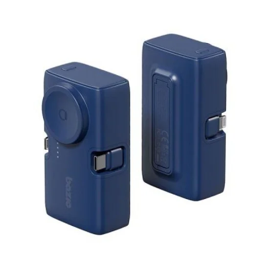 bazic gopower koda, 2in1 5000mah foldable usb-c / lightning pin powerbank with apple watch charger - Navy